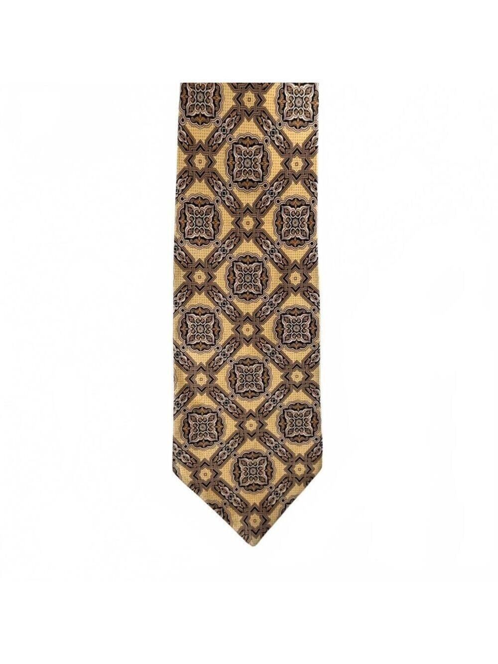 Vintage Luxury Gianfranco Ferre 100% Silk Yellow Tie Made in Italy